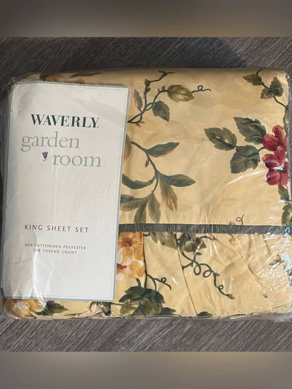 4 Pc VTG Waverly Garden Room Floral Manor King Sheet Set Ruffle USA Luxury NEW
